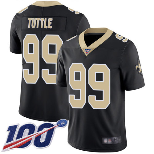 Men New Orleans Saints Limited Black Men Shy Tuttle Home Jersey NFL Football #99 100th Season Vapor Untouchable Jersey